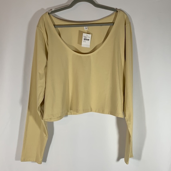 BP Nordstrom Pale Yellow Long Sleeve Crop Top NWT - Picture 1 of 8